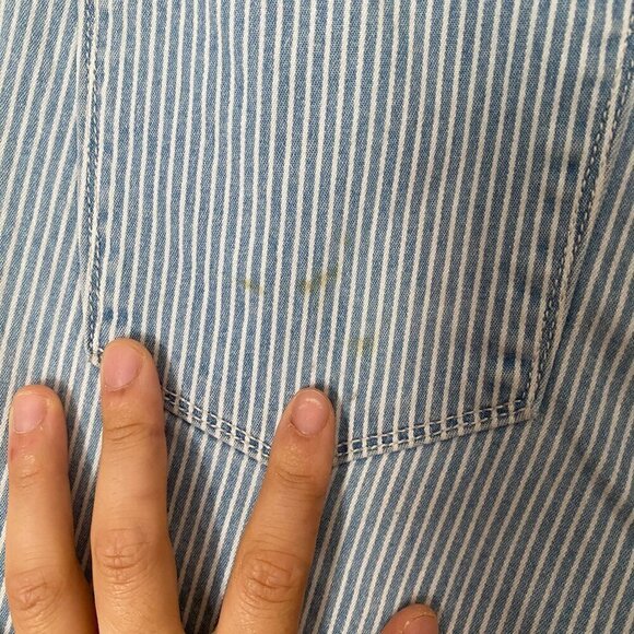 🦋 ABERCROMBIE & FITCH Blue Stripe Crop Jeans Size 26 - Picture 3 of 5